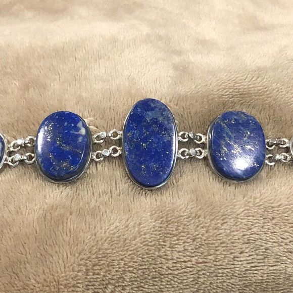 Southwestern Lapis Lazuli Sterling Silver Bracelet - Picture 13 of 15